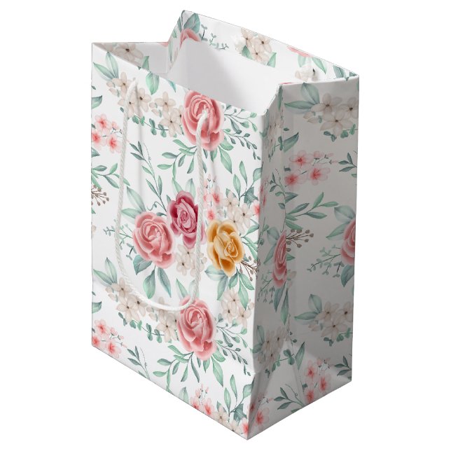 Sacola Para Presentes Média Rosa Dourada (Frente inclinada)