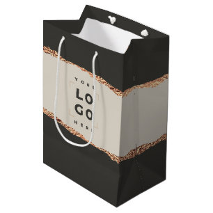 Sacola Para Presentes Média Rosa dourado brilho preto, orçamento elegante mode