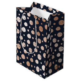 Sacola Para Presentes Média Rosa dourado e bolsa-presente de padrão preto