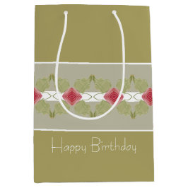 Sacola Para Presentes Média Rosa E Cinzas