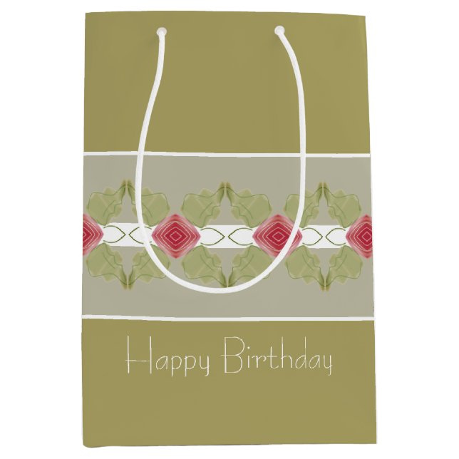 Sacola Para Presentes Média Rosa E Cinzas (Frente)