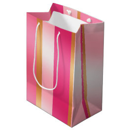 Sacola Para Presentes Média Rosa Elegante e Metálicos
