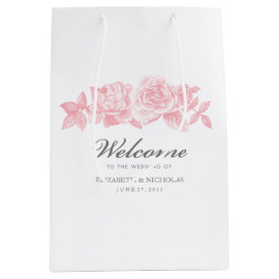 Sacola Para Presentes Média Rosa esboço com barra de presentes a rosa