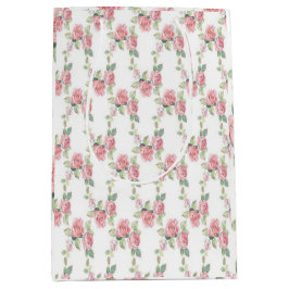 Sacola Para Presentes Média Rosa Floral Shabby Chic