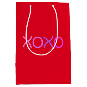 Sacola Para Presentes Média Rosa, roxo e lavanda Xoxo adorável vermelho