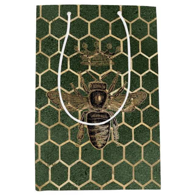 Sacola Para Presentes Média Rosa vermelha Bee Series Design 1 (Frente)