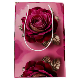 Sacola Para Presentes Média Rosa vermelha Luxe Bag para presentes