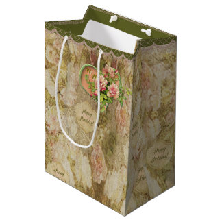 Sacola Para Presentes Média Rosa vitoriano envelhecido - Aniversário - Persona