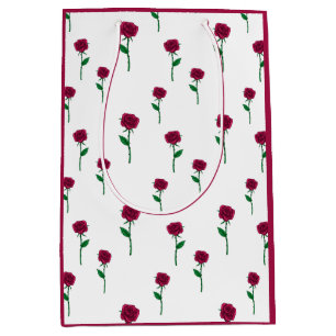 Sacola Para Presentes Média Rosas com design Dia de os namorados romântico
