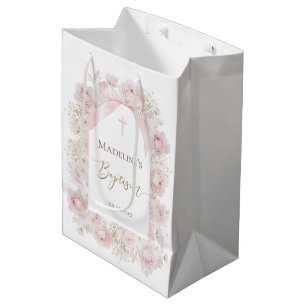 Sacola Para Presentes Média rosas cor-de-rosa   Batismo