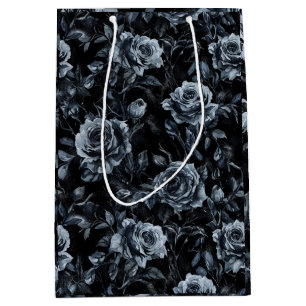 Sacola Para Presentes Média Rosas de cemitério azul ocultos gótico