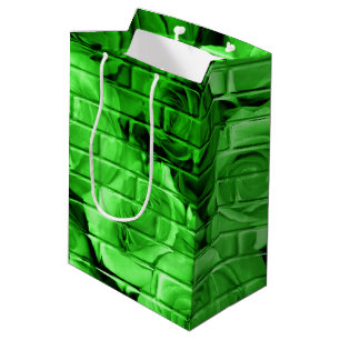 Sacola Para Presentes Média Rosas de tijolo 05 Saco de Presente Verde-Médio