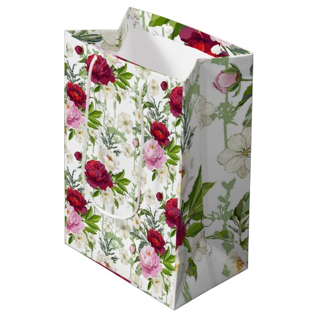 Sacola Para Presentes Média Rosas dias de os namorados (Frente inclinada)