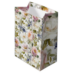 Sacola Para Presentes Média Rosas e flores para pintar