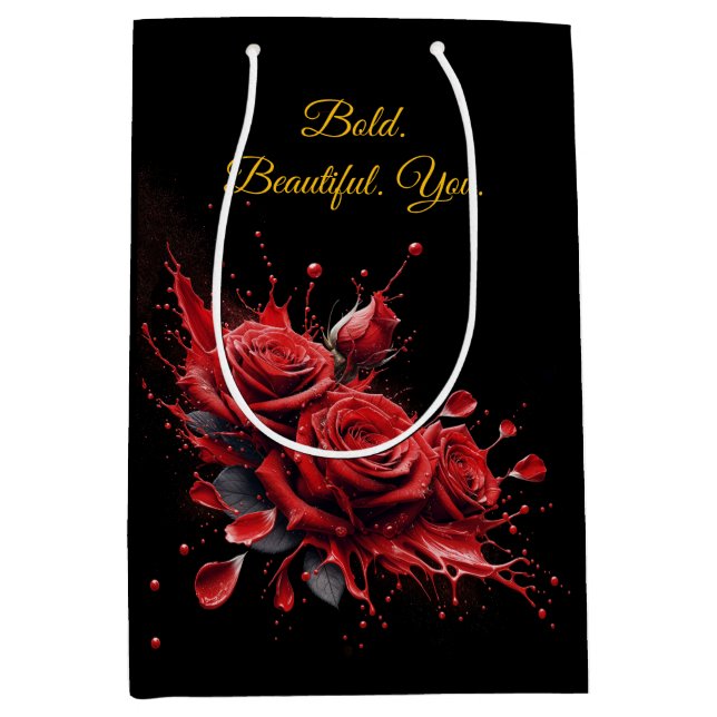 Sacola Para Presentes Média Rosas em Bloom - Aniversário Elegante (Frente)