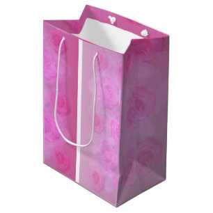 Sacola Para Presentes Média Rosas Românticos de Aquarela