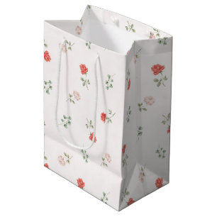 Sacola Para Presentes Média Rosas Rosa Bege Vermelho Romântico Amor