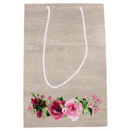 Sacola Para Presentes Média Rosas Vintage Desgastadas Casamento de Madeira Rús
