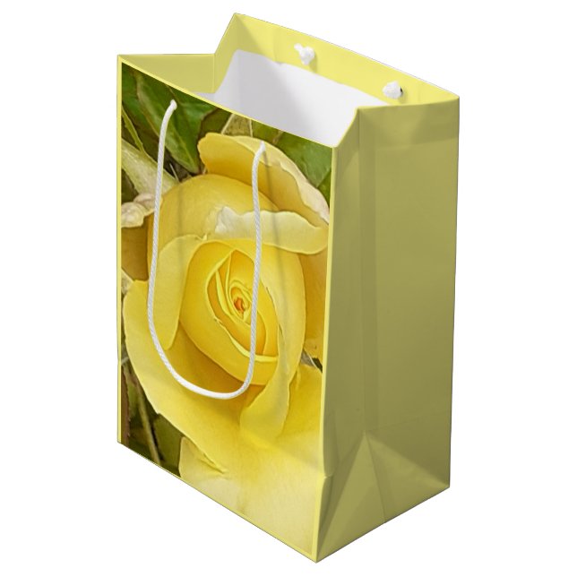 Sacola Para Presentes Média Rosebud Amarela (Frente inclinada)
