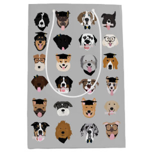 Sacola Para Presentes Média Rosto do Cachorro de Graduação