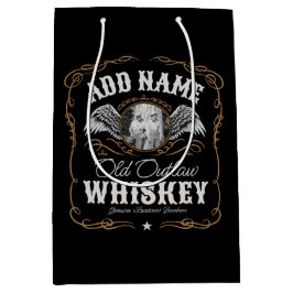 Sacola Para Presentes Média Rótulo Antigo de Uísque Moonshine ADD FOTO Nome da