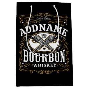 Sacola Para Presentes Média Rótulo Personalizado de Bourbon Vintage Armas Uísq
