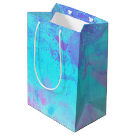 Sacola Para Presentes Média Roxo Rosa Azul Tinta Salpico Abstrato Moderno