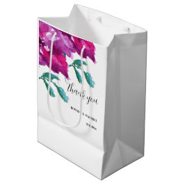 Sacola Para Presentes Média Roxo-Rosa de-Aquarela Artística pintada à mão