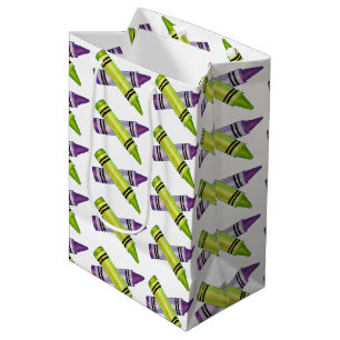 Sacola Para Presentes Média Roxo Verde Abastecimento de Arte Professora