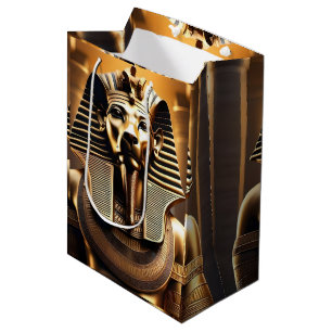 Sacola Para Presentes Média **"Royal Roar: O Leão Faraó Ouro"**