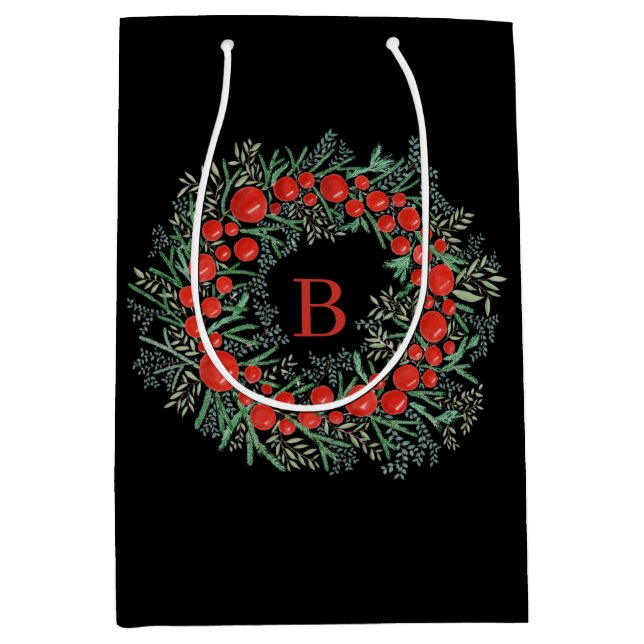 Sacola Para Presentes Média Rua de Natal com monograma (Frente)