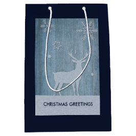Sacola Para Presentes Média Rustic Blue Wood Reindet — Natal