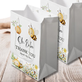 Sacola Para Presentes Média Rustic Floral Daisy Oh Babee Honey Bee Baby Shower