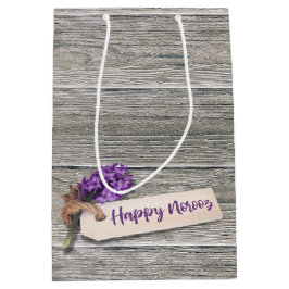 Sacola Para Presentes Média Rustic Happy Noroz Hyacinth - Saco médio para pres