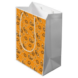 Sacola Para Presentes Média Rustic Modern Bandana Orange Patterno Divertido