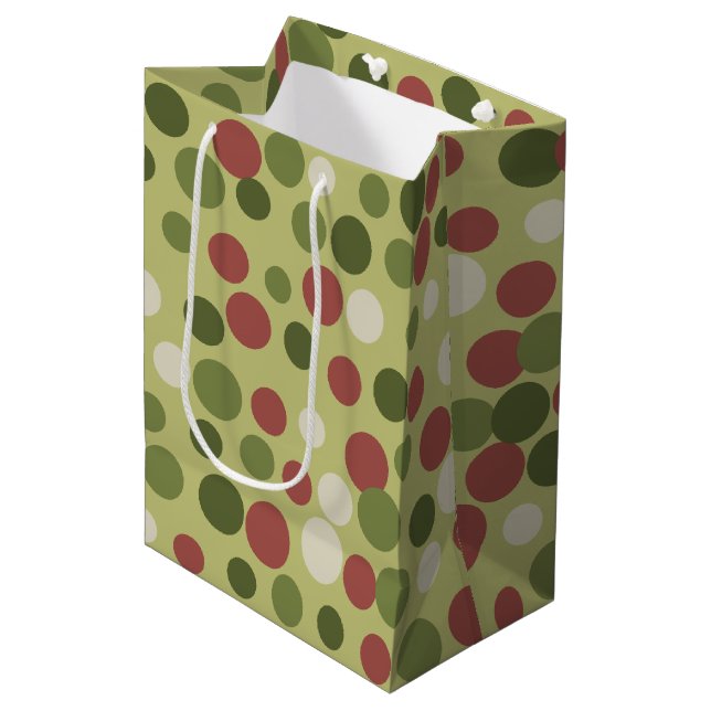 Sacola Para Presentes Média Rustic Olive Dots Gift Bag (Frente inclinada)