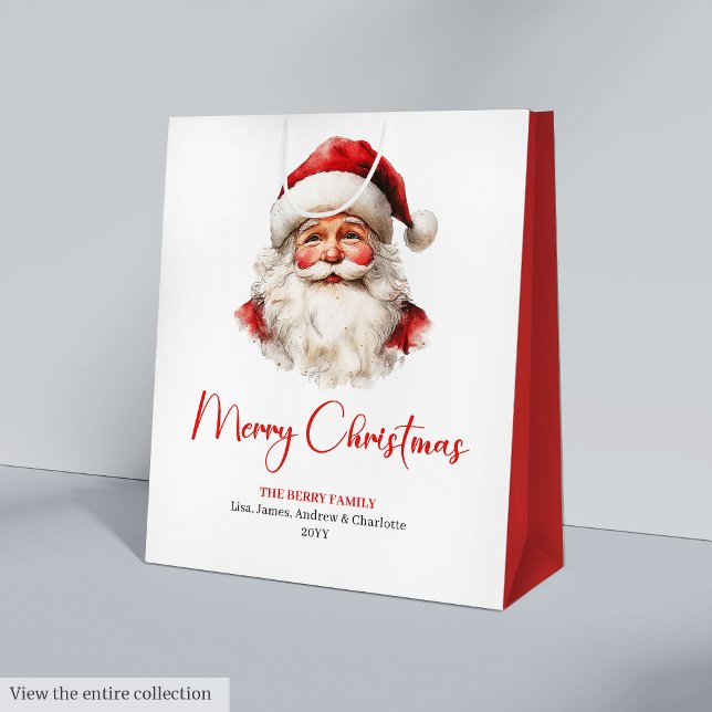 Sacola Para Presentes Média Rustic Santa Claus Traditional Red Green Gift Bag (Rustic Santa Claus Traditional Red Green Gift Bag)