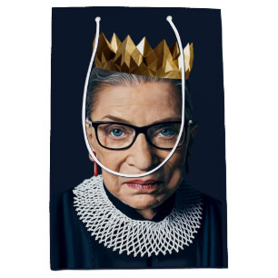 Sacola Para Presentes Média Ruth Bader Ginsburg com Dourada Coroa