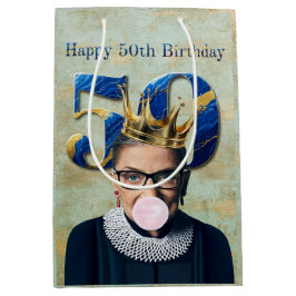 Sacola Para Presentes Média Ruth Ginsburg Crown Gum Happy 50th Birthday