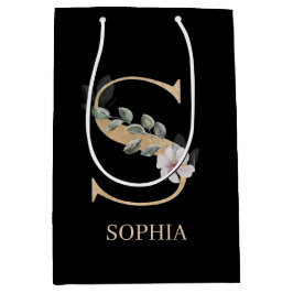 Sacola Para Presentes Média S Monograma Floral Personalizado