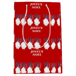 Sacola Para Presentes Média Sac Cadeau Rouge Joyeux Noël Cloches 