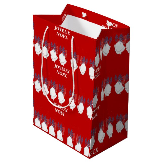 Sacola Para Presentes Média Sac Cadeau Rouge Joyeux Noël Cloches  (Verso inclinado)