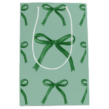Saca de presente com padrão de laço verde elegante