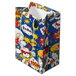 Sacola Para Presentes Média Saca de Presente com Padrão de Quadrinhos