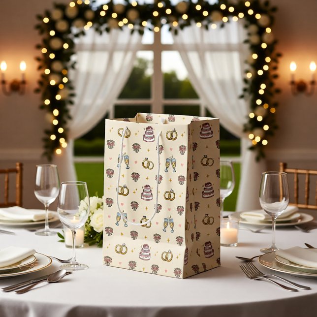 Sacola Para Presentes Média Saca de Presente de Alianças de Casamento e Champa (Criador carregado)