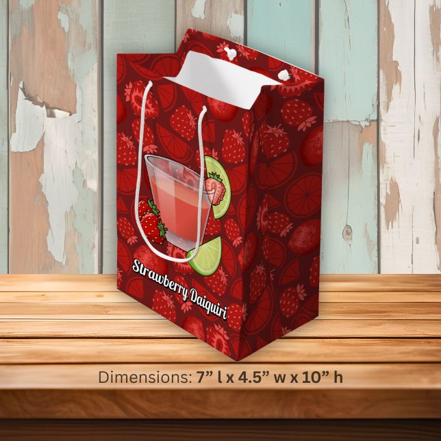 Sacola Para Presentes Média Saca de Presente de Daiquiri de Morango (Criador carregado)