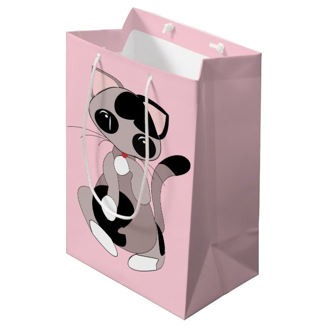 Sacola Para Presentes Média Saca de Presente de Gato Fofo (Frente inclinada)