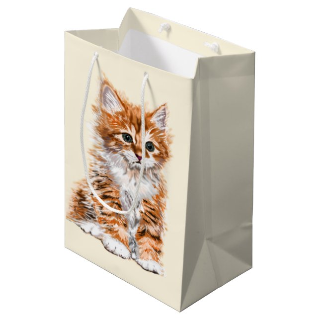 Sacola Para Presentes Média Saca de Presente de Gato Fofo (Frente inclinada)