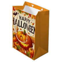 Saca de Presente de Halloween Feliz com Abóbora e