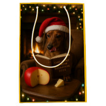 Saca de presente de Natal do queijo Dachshund fofo